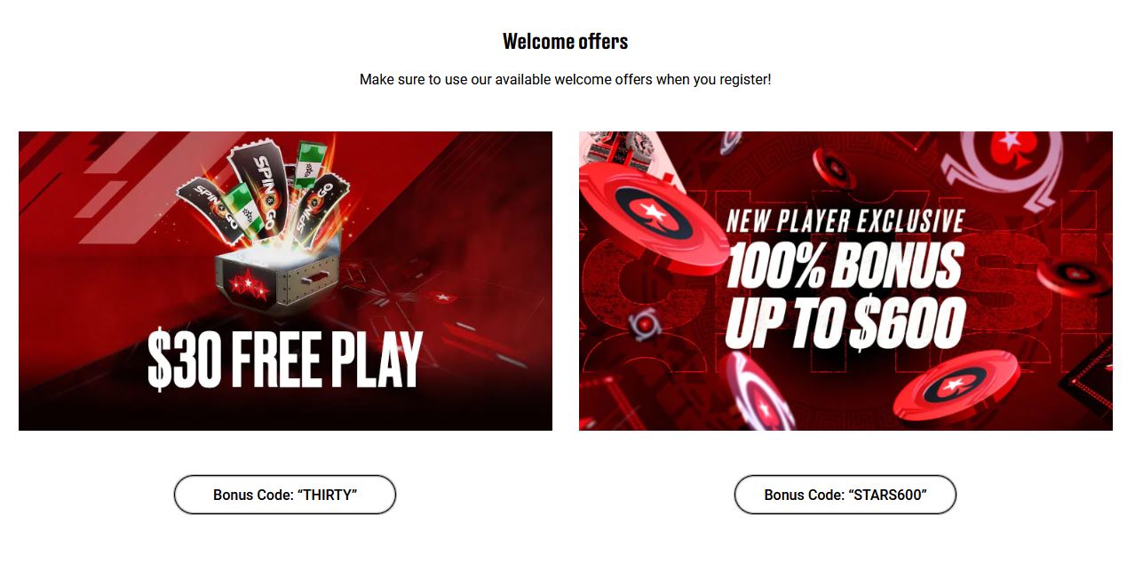 Pokerstars Welcome offers